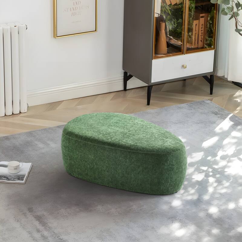 Modern Triangular Upholstered Accent Ottoman - Large - Green/L