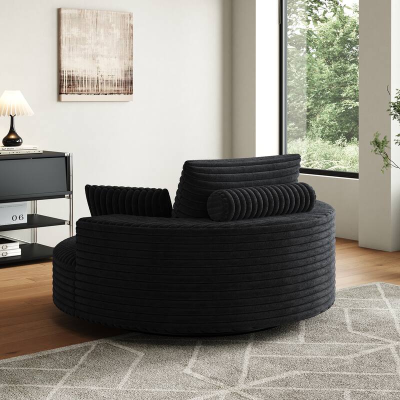 GDFStudio - Lavelle Corduroy 360 Degree Swivel Chair Fluffy Modern Sleeper