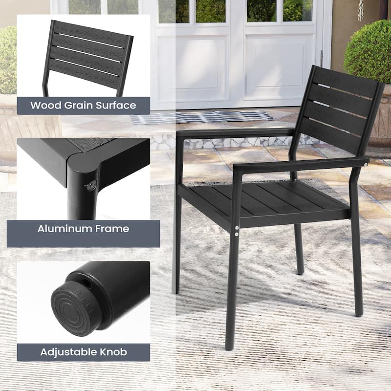 Pellebant 11PC Aluminum X Frame Outdoor Patio Dining Set Table with Stackable Armchairs