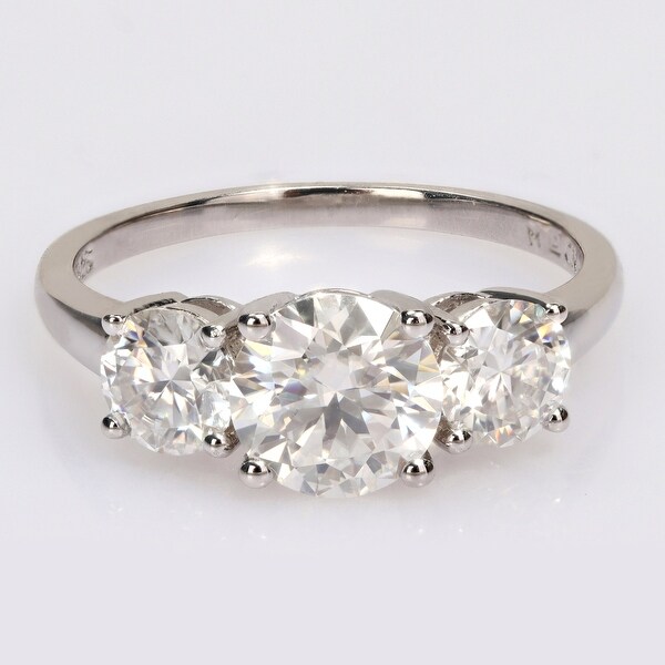 Miadora 2 1/4ct DEW Moissanite 3-Stone Engagement Ring in Sterling Silver. Opens flyout.