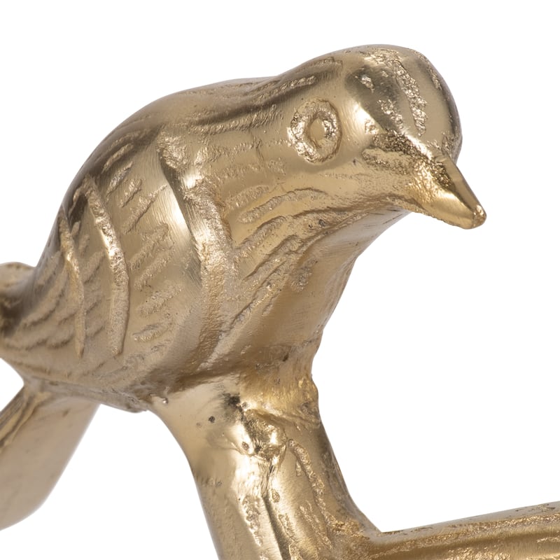 Decorative Metal Charming Birds Figurine - 10", Gold & Metallic - 9.5"