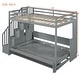 preview thumbnail 19 of 36, Full Size Convertible Murphy Bunk Bed with Hydraulic Lift, Built-In Desk, Storage Staircase