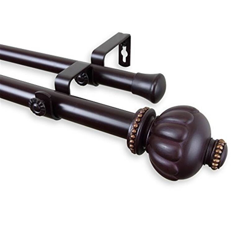 Decorative Double Curtain Rod - HomeStock Renaissance Style, Finials, Brackets, Adjustable Length - 170