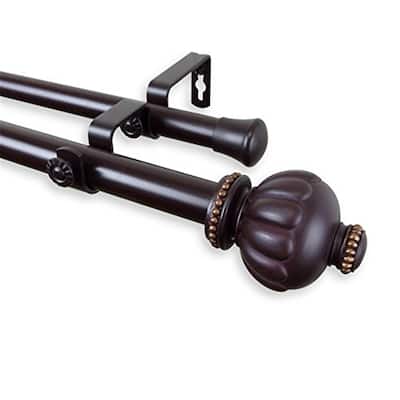 Double Curtain Rod Set - Decorative Window Rod with Finials, Adjustable Length, Home Decor - 84