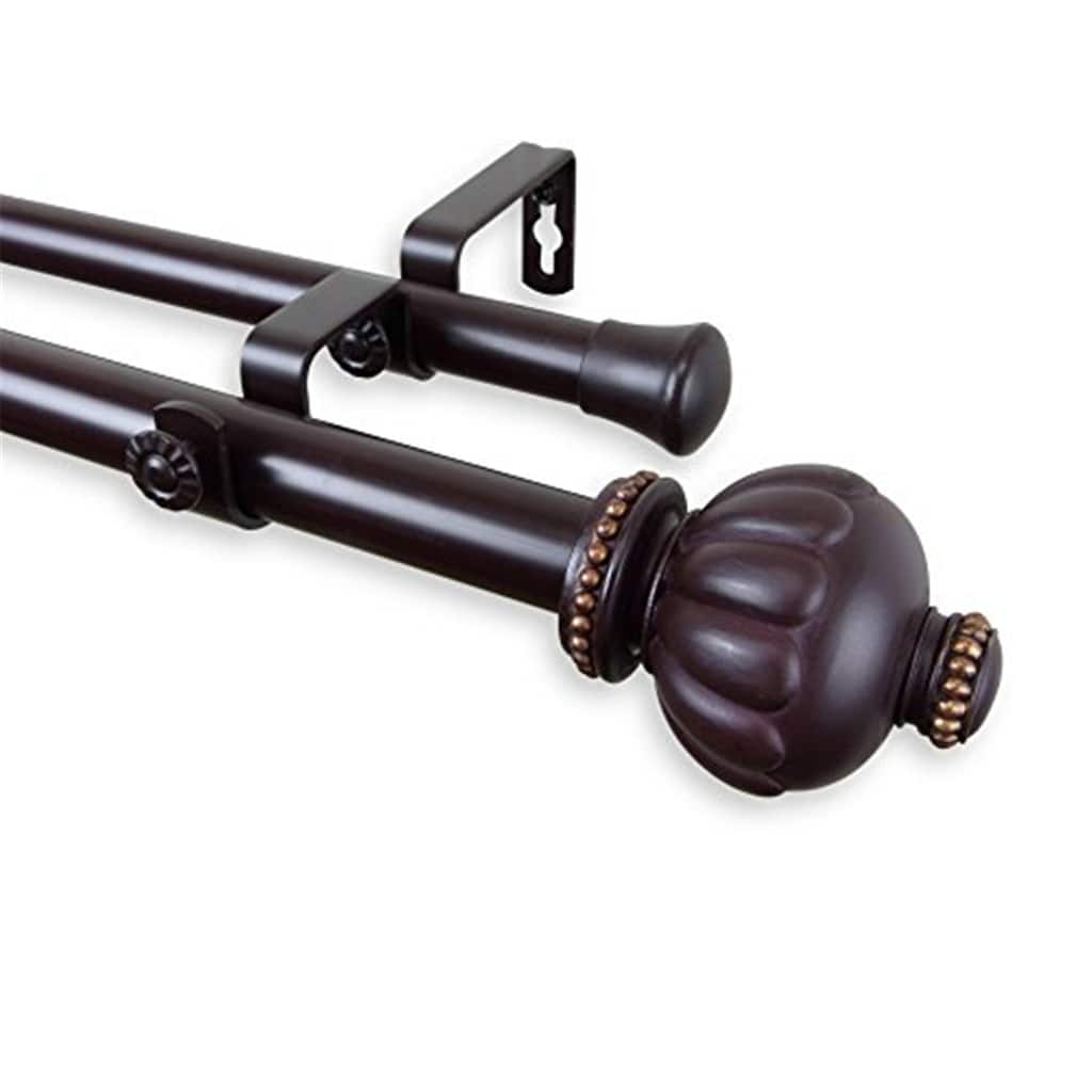 Double Curtain Rod Set - Decorative Window Rod with Finials, Adjustable Length, Home Decor - 84