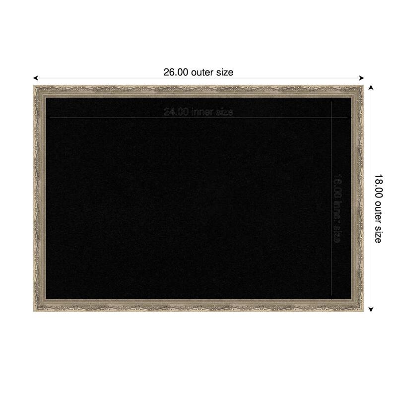 Mila Dark Silver Wood Framed Cork Board - Bulletin Board, Organization Board, Pin Board - Black - 26 x 18 in
