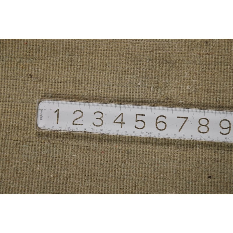 Muted Green Gabbeh Modern Rug Hand-Knotted Wool Carpet - 3'10"x 5'10"