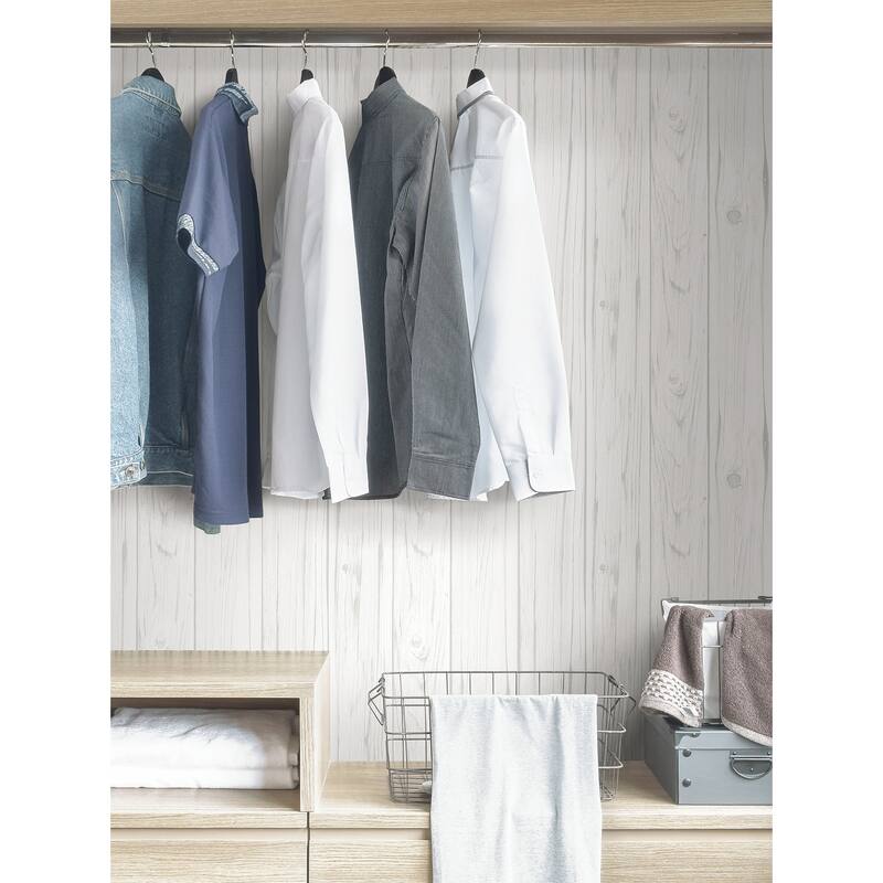 White Barnwood Peel & Stick Wallpaper - 20.5-in x 16.5-ft