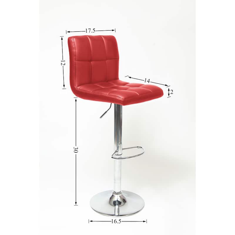 Swivel Faux Leather Adjustable Hydraulic Bar Stool, Set of 2