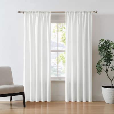 Brookyln Loom Solid Cotton Percale Window Curtain Pair