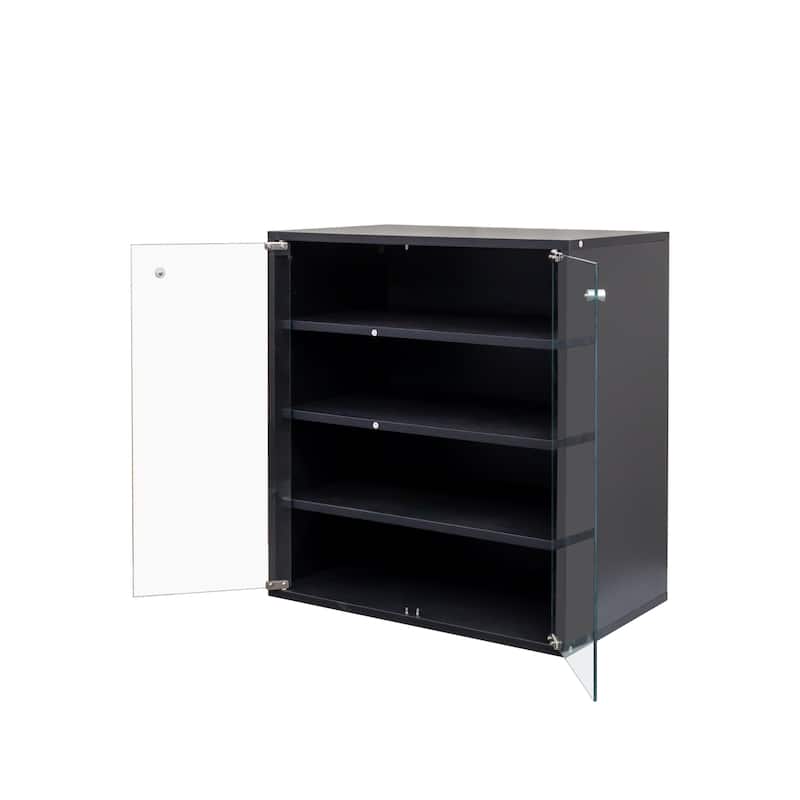 Entryway Shoe Cabinet with Doors, Adjustable Shelves, 4 Tier Shoe Storage Cabinet 12 Pair Wood Shoe Shelves for Hallway