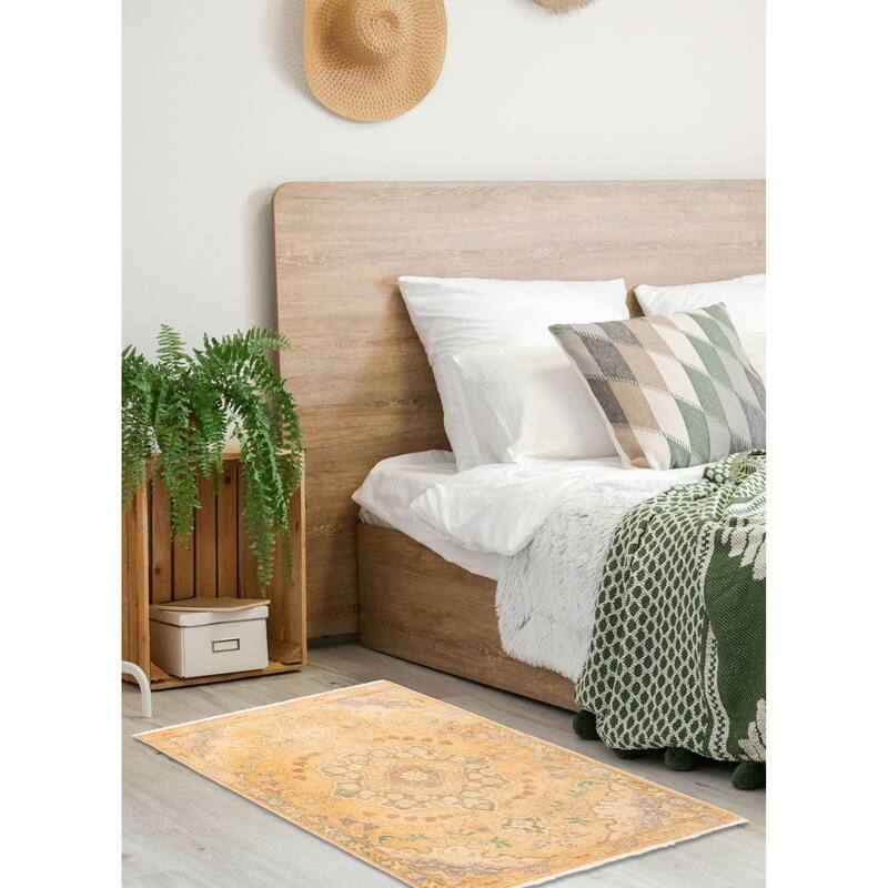 ECARPETGALLERY Hand-knotted Antalya Vintage Beige Wool Rug - 3'3 x 4'8