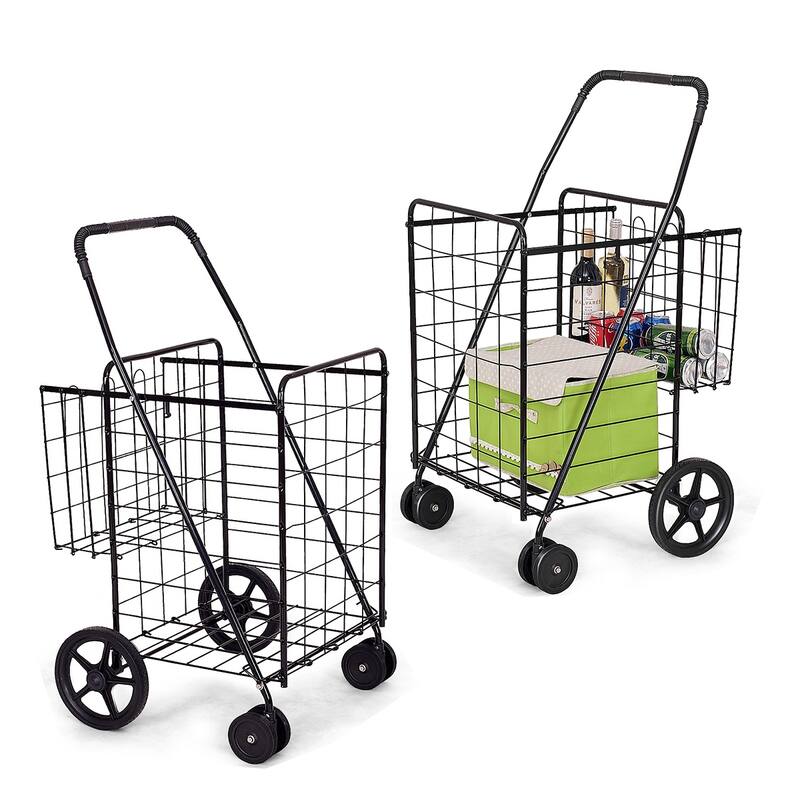 Utility Folding Easy-storage Shopping Cart with Swivel Wheels