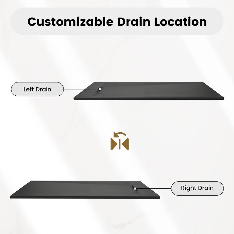 SMC Alcove Shower Pan Base with Reversible Drain, Low Profile, Wheelchair Access, Slip-Resistant, cUPC Certified