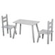 preview thumbnail 1 of 12, Qaba 3-Piece Set Kids Wooden Table Chairs Easy to Clean Gift for Boys Girls Toddlers Age 3 to 8 Years Old Grey