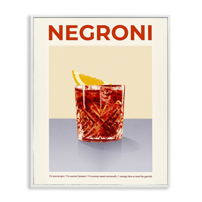 Stupell Negroni Classic Cocktail Framed Giclee Art Design By Victoria Barnes - 24 x 30 - White