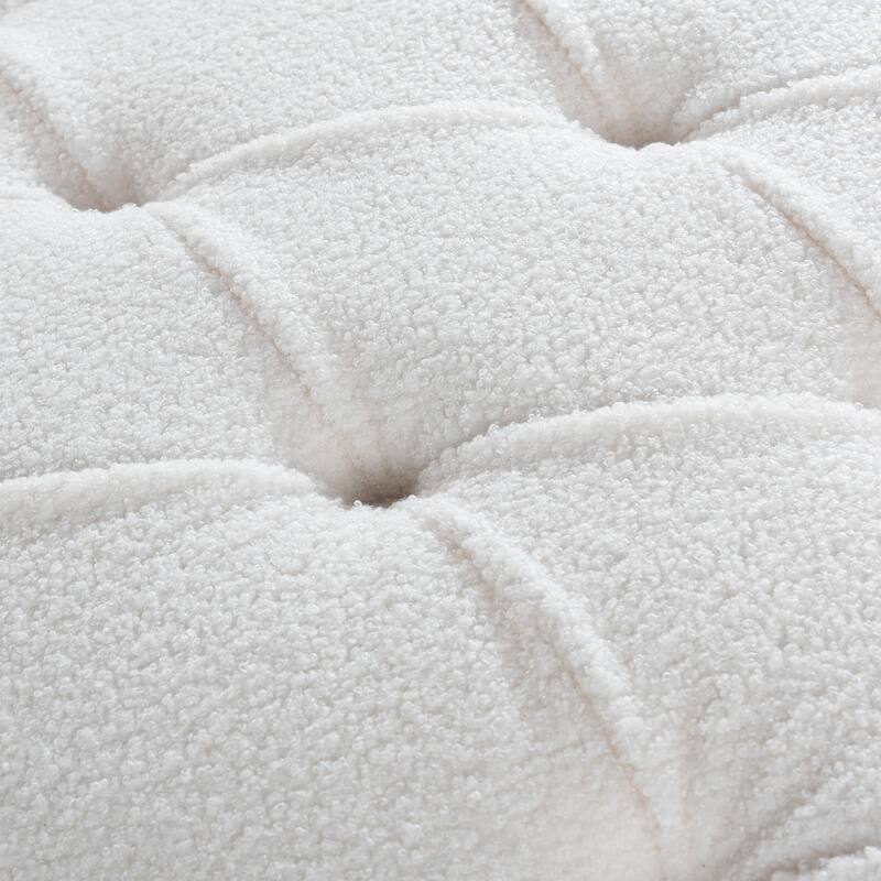 White 27.17" Buttons Tufted Chaise Lounge Chair with Nailheads