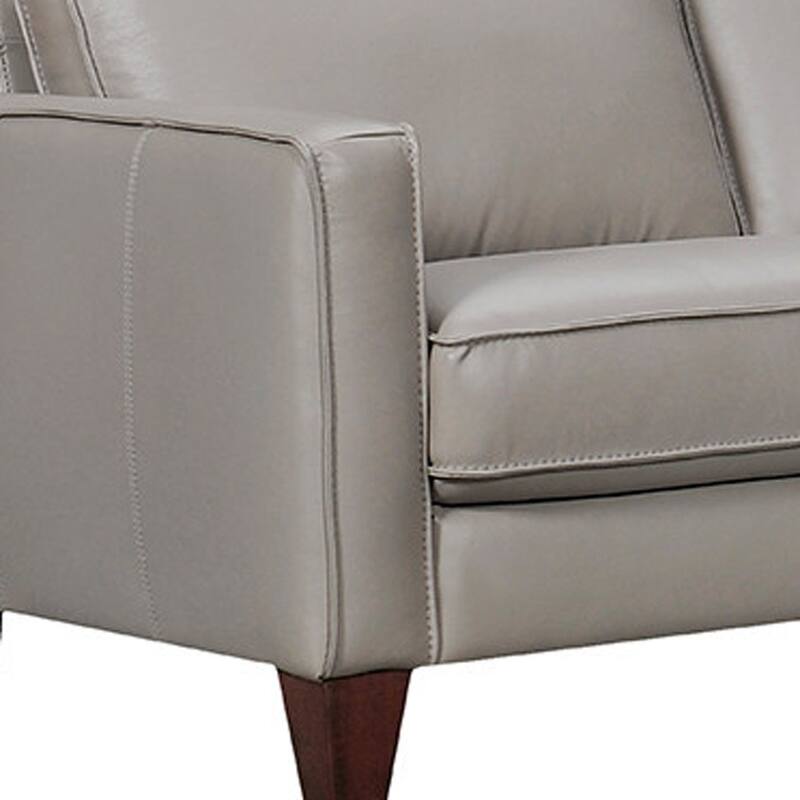 HomeRoots Gray Leather L Shaped Three Piece Corner Sectional