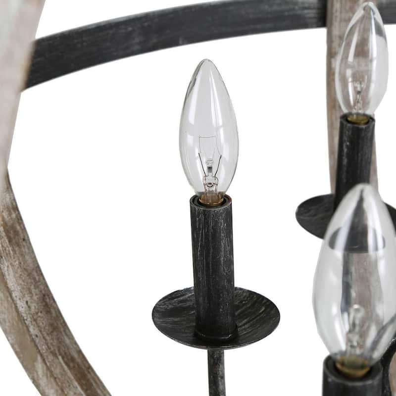 The Gray Barn Farmhouse Wood Chandelier Orb Pendant for Dining Room - D27.2" x H94.5"