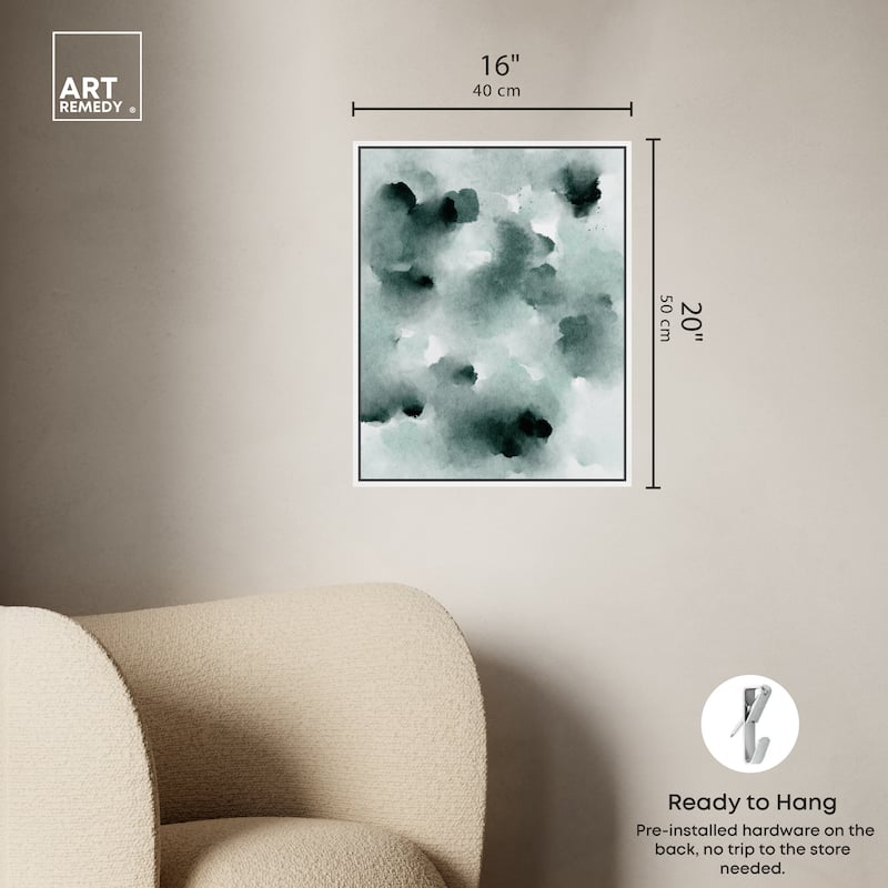 Art Remedy Diluted Smoke In The Snow Framed Watercolor Boho Abstracts