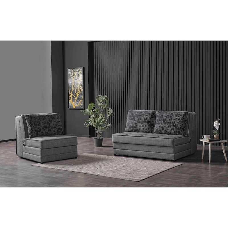 Collection Upholstered Convertible Loveseat With Storage