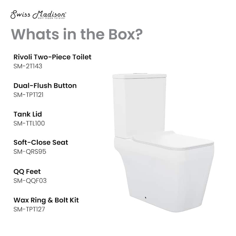 Nmes Two-Piece Square Toilet Dual-Flush 1.1/1.6 Gpf - 25.59" x 14.171" 31.5"