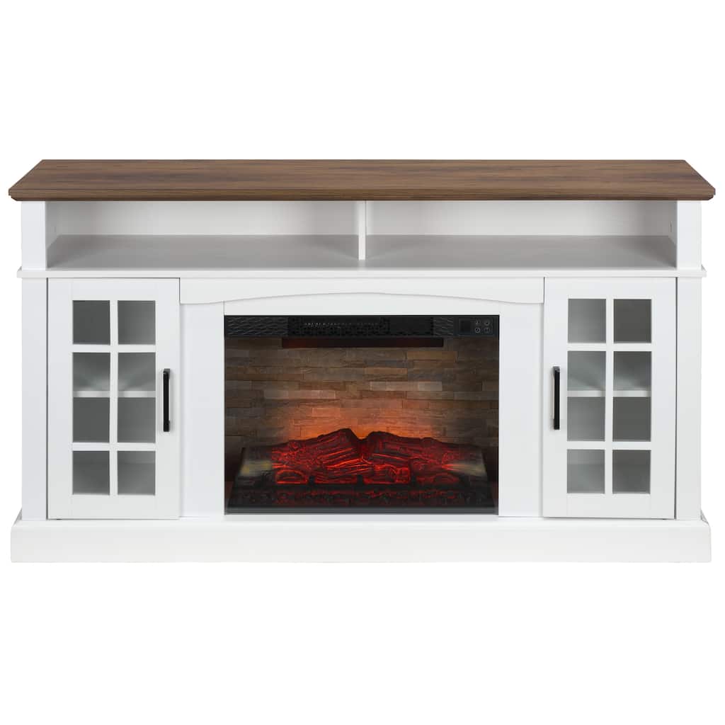 SEI Furniture Rylee 2-Door Wood Fireplace - 58"W x 16"D x 32"H