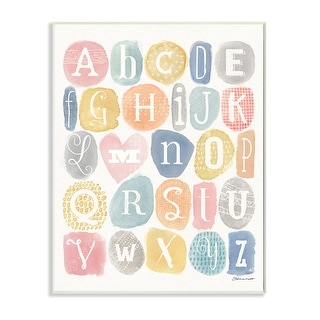 Stupell Soft Pattern Watercolor Letters Alphabet Chart Wood Wall Art ...