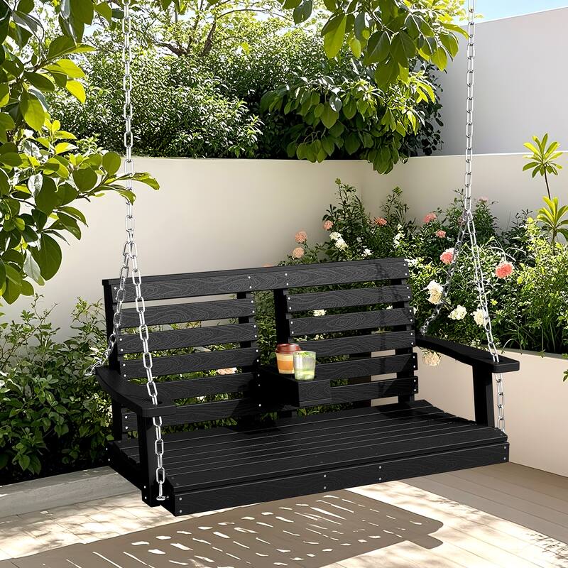 HDPE Plastic Outdoor Porch Swing 2-Person With Chains