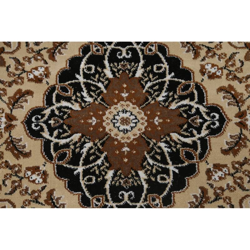 Traditional Brown Floral Oriental Tabriz Area Rug Turkish Carpet