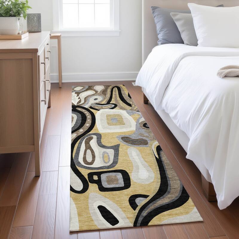 Machine Washable Indoor/ Outdoor Modern Picasy Chantille Rug