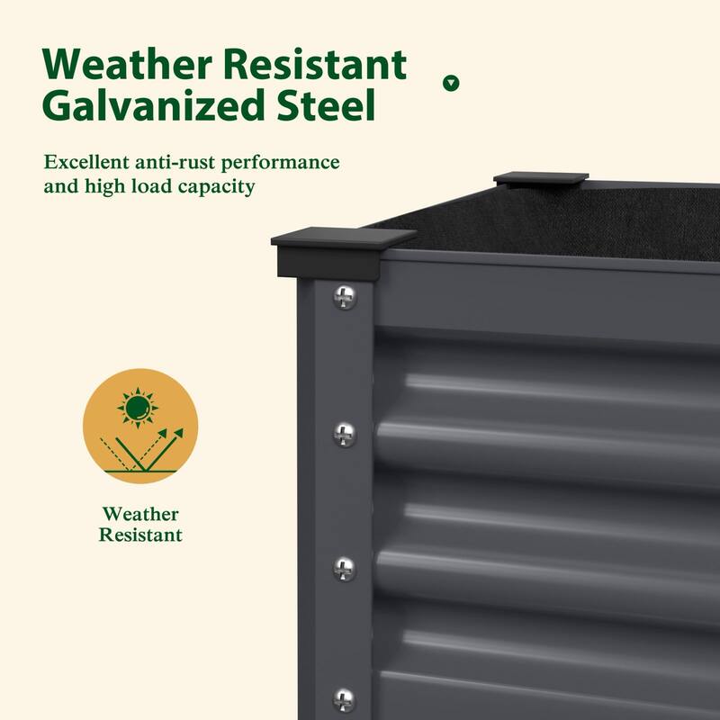 VEIKOUS 7.8 Cu.ft Galvanized Steel Raised Garden Bed, Large Outdoor Planter Box with Drainage Holes, Wheels