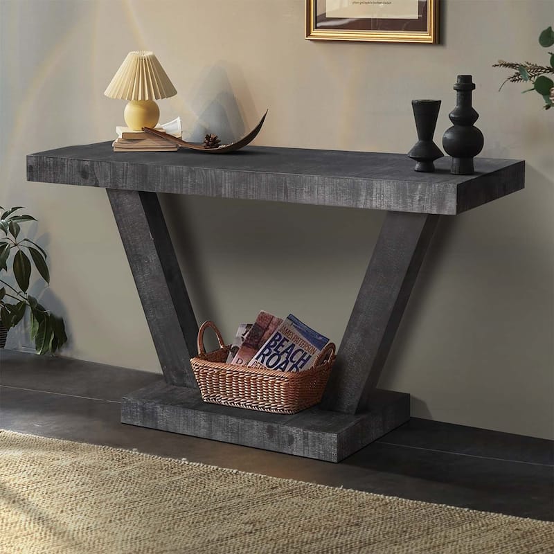 Console Table with 2-Tier Wood Storage,for Hallway,Living Room & Behind Sofa