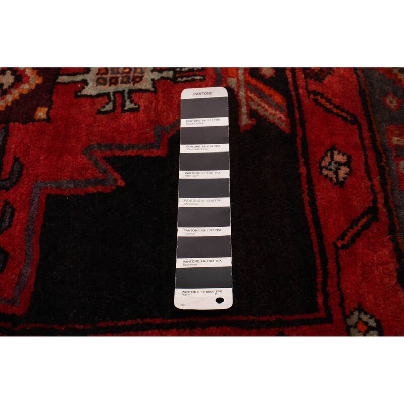ECARPETGALLERY Hand-knotted Andelz Black, Red Wool Rug - 3'9 x 9'5