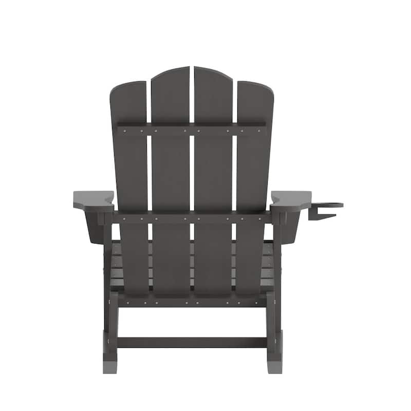 Commercial All-Weather Rocking Adirondack Chair with Swiveling Cupholder