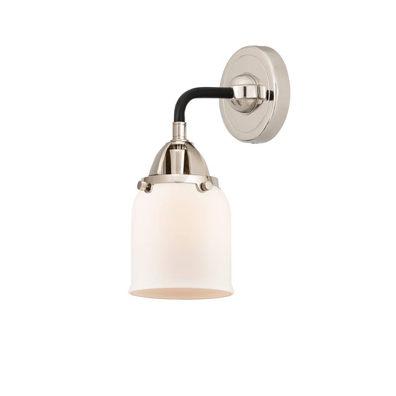 Innovations Lighting Nouveau 2 Bell - 1 Light 5" Sconce - Black Polished Nickel/Matte White