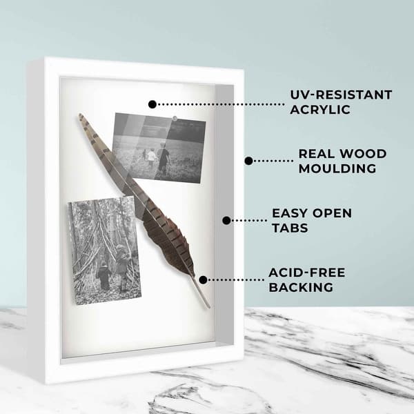 20x40 Shadow Box Frame White 1 Real Wood Contemporary Shadowbox Display