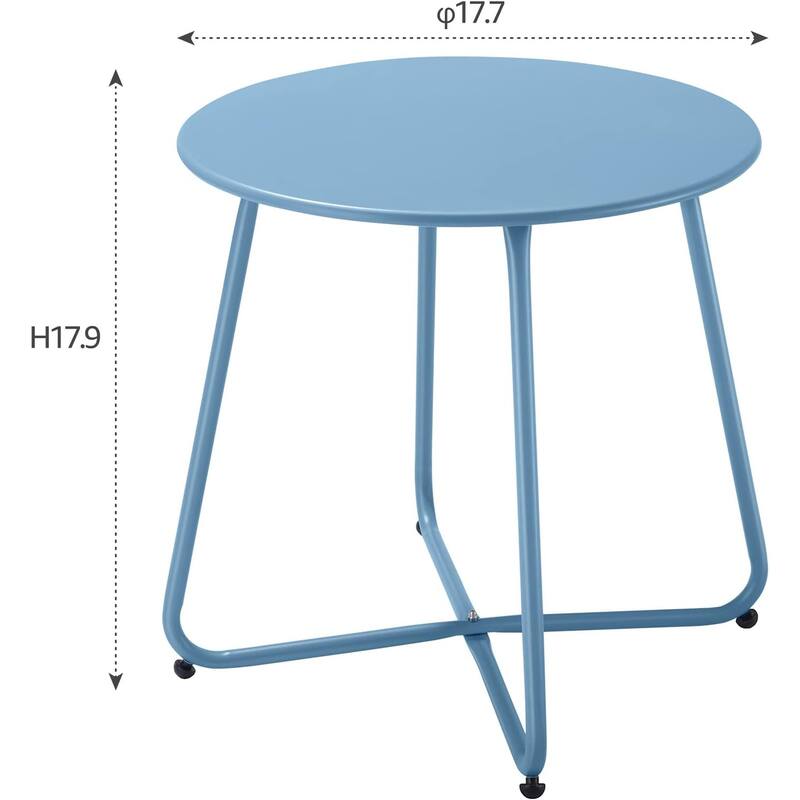 Patio Side Tables for Outside, Small End Table Accent Table Metal Round for Deck Garden Porch Balcony Yard Lawn