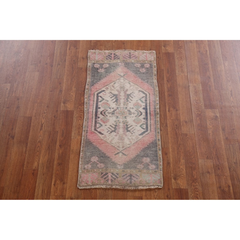 Antique Look Anatolian Turkish Rug Hand-knotted Oriental Wool Carpet - 1'7" x 3'3"