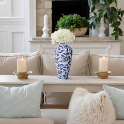 Decorative Ceramic Chinoiserie Vase for Home Decor Styling - 13", Blue