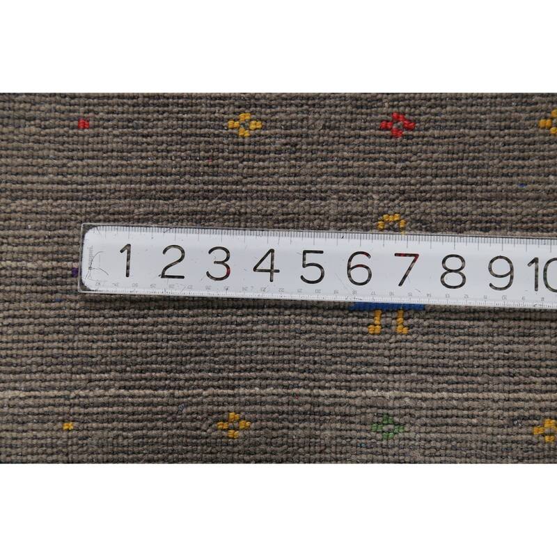 Tribal Gabbeh Area Rug Hand-Knotted Oriental Grey Wool Carpet - 5'5"x 7'7"