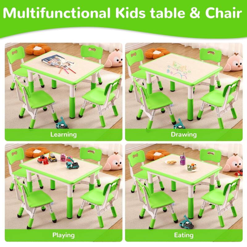 Kids Table and 4 Chair Set - Height Adjustable