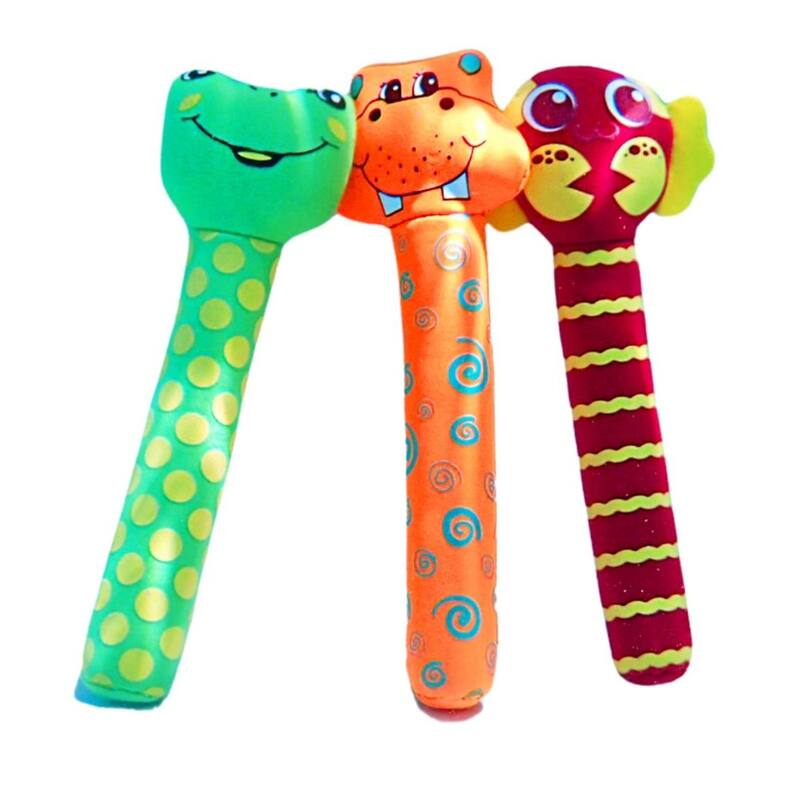 Animal Neoprene Weighted Swimming Pool Diving Sticks - 7" - Multicolor - Set of 3