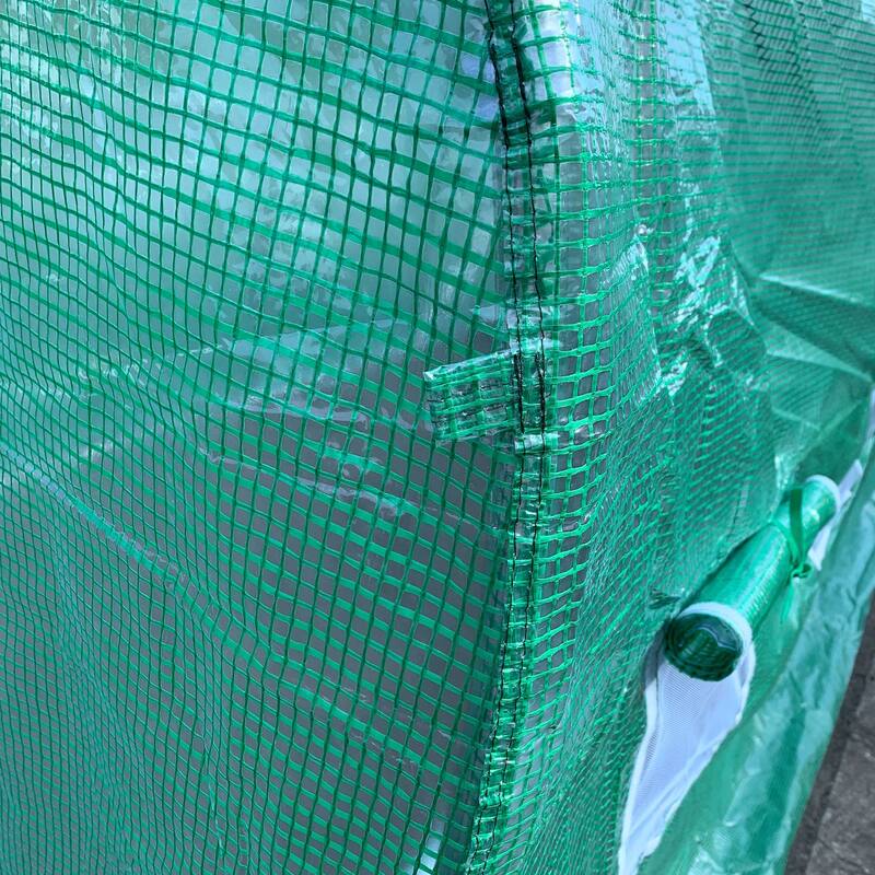 Outsunny Walk-in Tunnel Greenhouse with High-Quality PE Cover, Zipper Doors, & Windows, Green