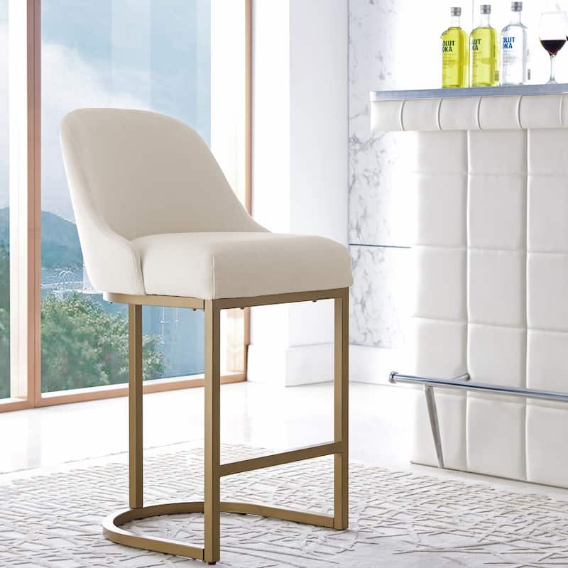 Leick Home Upholstered Barrelback Counter Stool with Metal Base