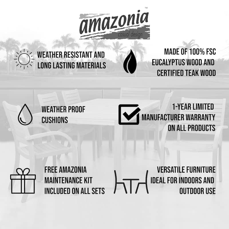 Amazonia Francine 9-piece Wood/ Wicker Outdoor Patio Dining Set - 9pc