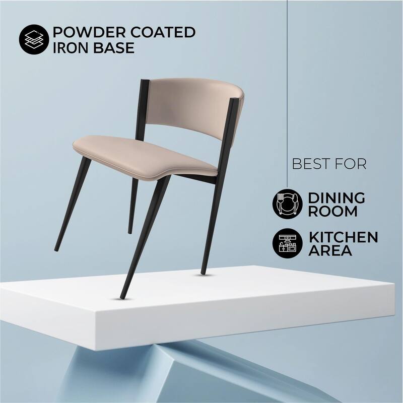 Aspen Leather Set of 4 Dining or Accent Chair with Sturdy Metal Legs & Cushioned Seats for Dining Room or Living Space