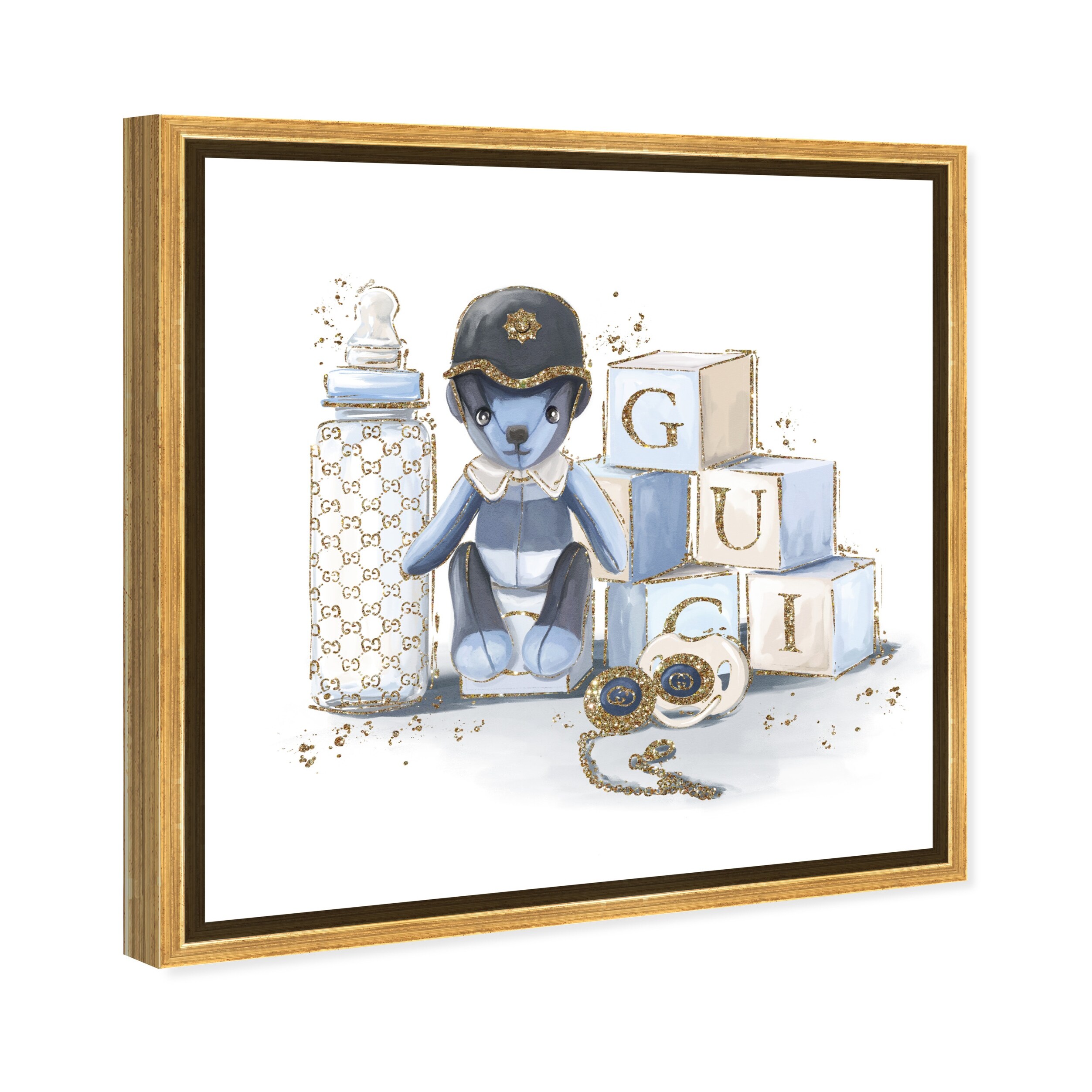 Oliver Gal 'What's On Your Mind Navy' Fashion and Glam Wall Art Framed  Canvas Print Shoes - Blue, Gold - Bed Bath & Beyond - 31794520