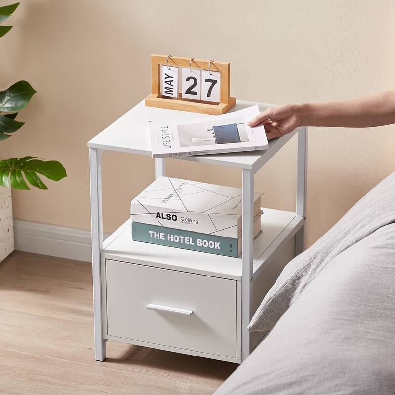 VECELO Nightstand Set of 1/2, Modern Square Side End Table, Living Room, Study Metal Frame