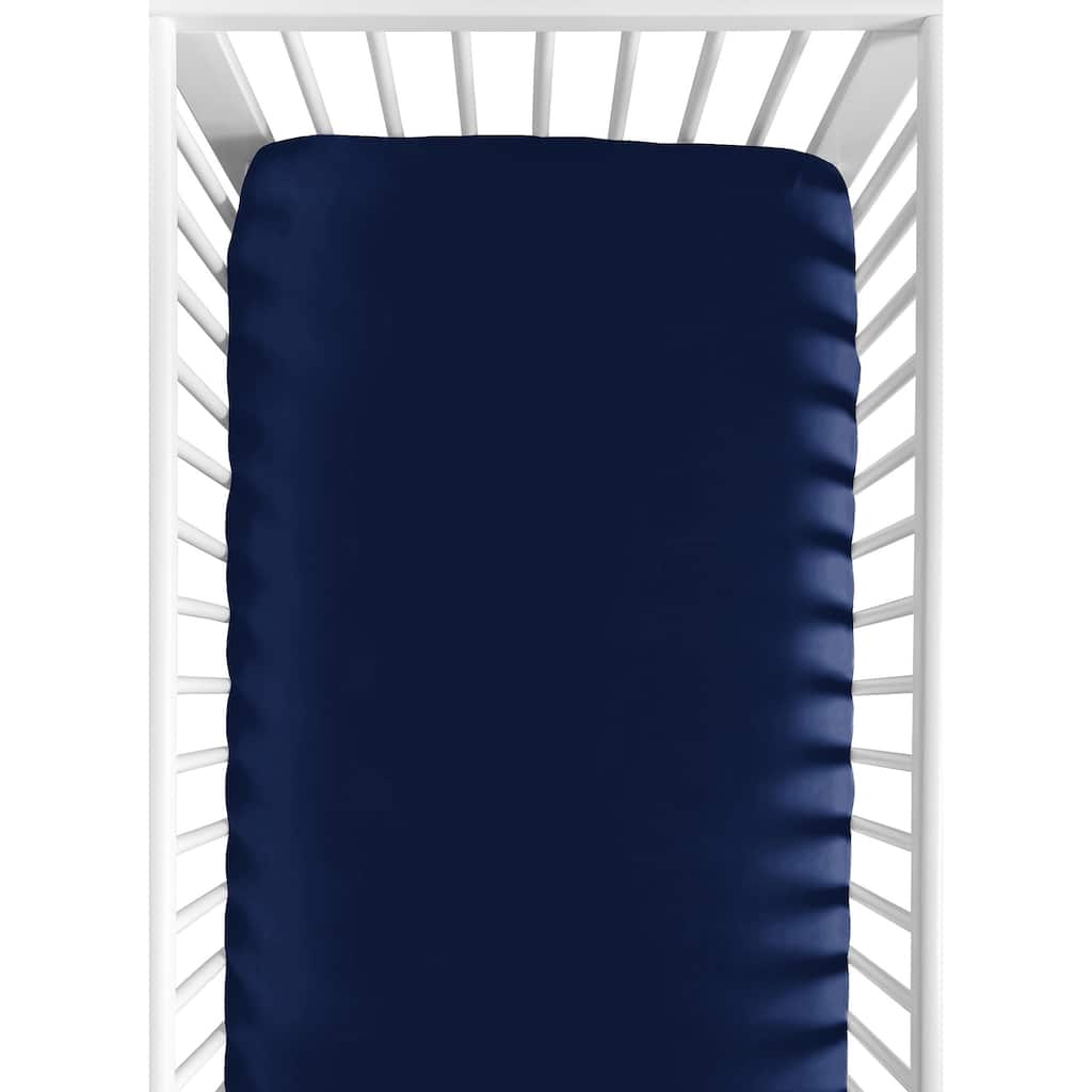 Sweet Jojo Designs Solid Navy Blue Baseball Patch Sports Collection Fitted Crib Sheet